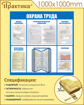С98 Стенд охрана труда (1000х1000 мм, пластик ПВХ 3 мм, алюминиевый багет золотого цвета) - Стенды - Стенды по охране труда - Магазин охраны труда ohranatruda-shop.ru